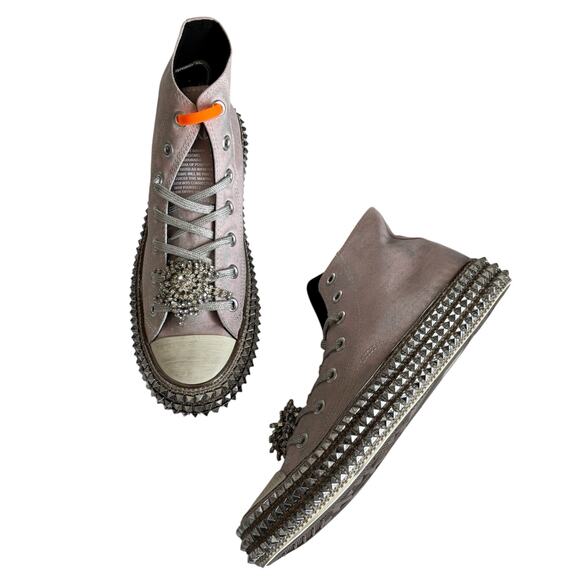 NAN-KU Couture Cruise Mellow Mauve Hi-Top Studded Embellished Sneakers sz 41 - Picture 1 of 9